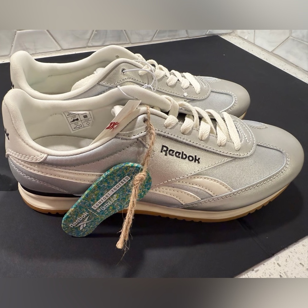 Reebok Classic Silver and White Trainers
